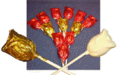 molded chocolate candy in the shape of roses